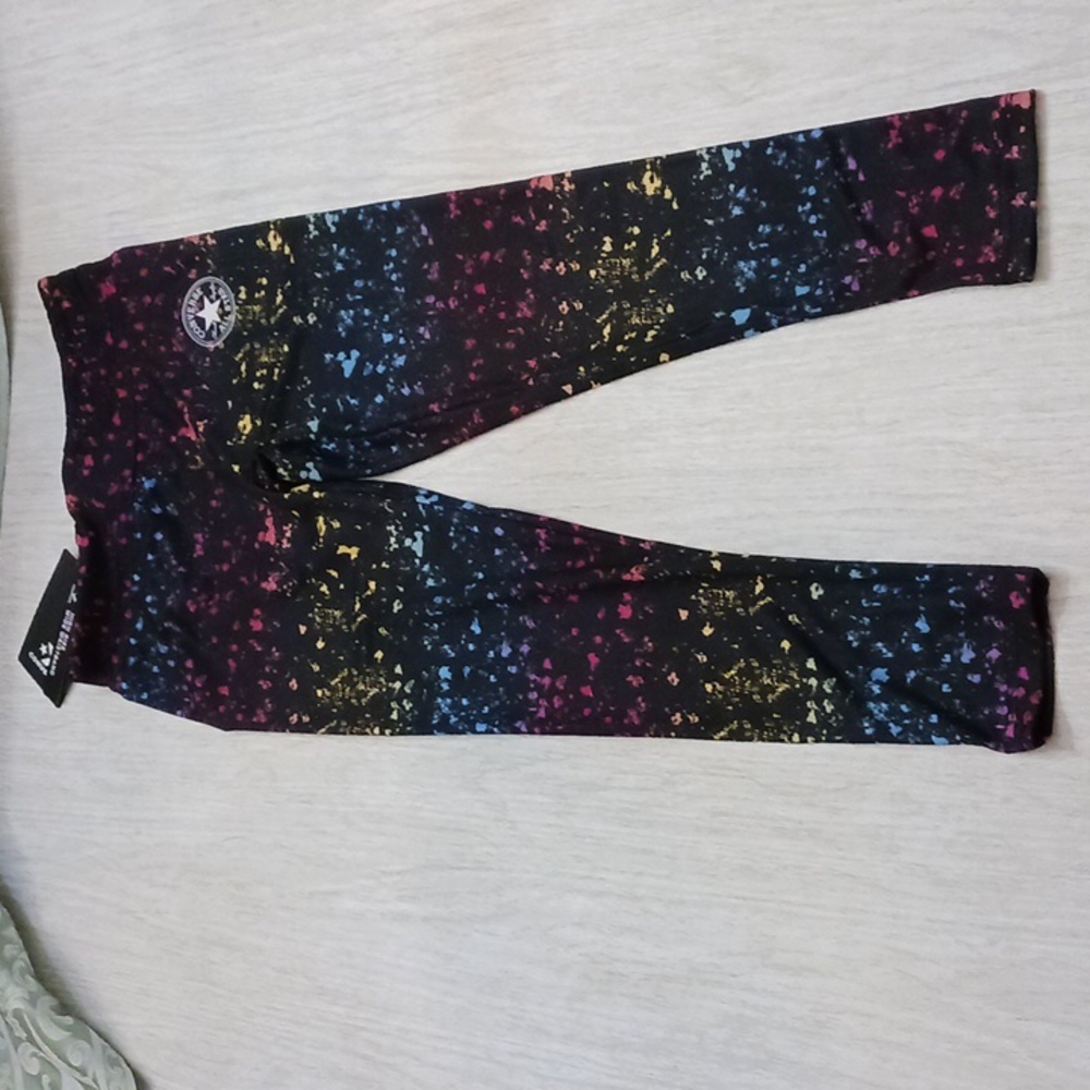 Converse, Girls size S(8-10), Black with multicolored splatters